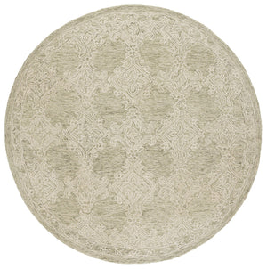 Safavieh Abstract Hand-Tufted Green And Ivory Round Rug, Wool-Cotton Blend, Low Pile Abstract Floral Centerpiece 6'-0" x 6'-0" ABT561Y-6R