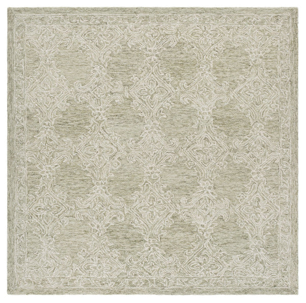 Safavieh Abstract Hand-Tufted Green And Ivory Wool-Cotton Area Rug — Low-Profile, Soft, Modern Minimalist Charm 5'-0" x 8'-0" ABT561Y-5