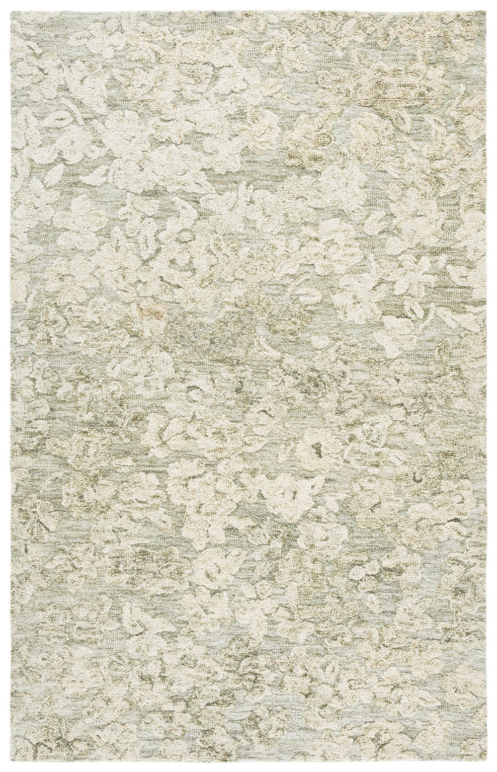 Safavieh Abstract Hand-Tufted Green And Ivory Wool-Cotton Rug 5X8, Minimalist Abstract Design, Durable Comfort 5'-0" x 8'-0" ABT562Y-5