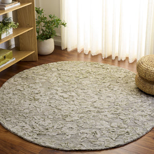 Safavieh Abstract Hand-Tufted Green And Ivory Wool-Cotton Rug 5X8, Minimalist Abstract Design, Durable Comfort 5'-0" x 8'-0" ABT562Y-5