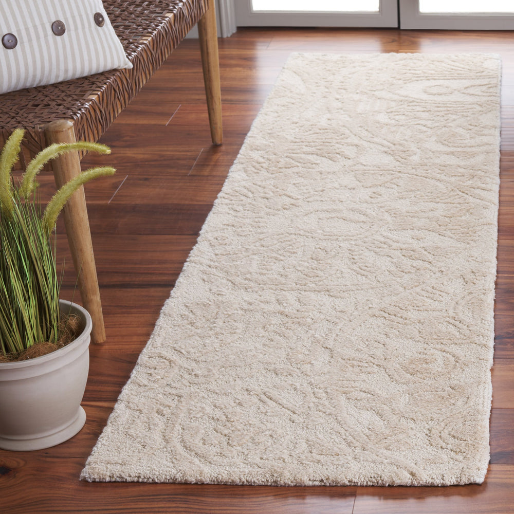 Safavieh Abstract Hand-Tufted 6Ft Round Beige Ivory Rug — Plush 1/2" Pile, Floral-Textured Wool Blend, Crafted In India ABT612B-6R