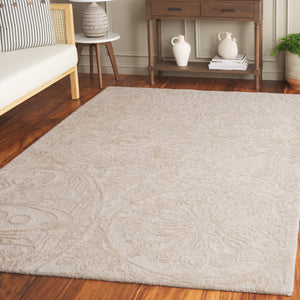 Safavieh Abstract Hand-Tufted 6Ft Round Beige Ivory Rug — Plush 1/2" Pile, Floral-Textured Wool Blend, Crafted In India ABT612B-6R