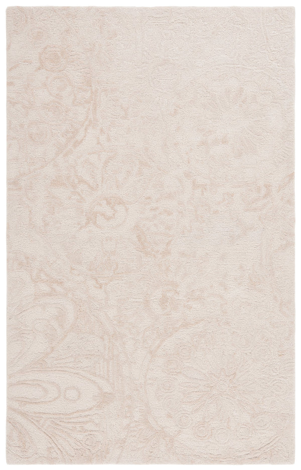 Safavieh Abstract Hand-Tufted 6Ft Round Beige Ivory Rug — Plush 1/2" Pile, Floral-Textured Wool Blend, Crafted In India ABT612B-6R