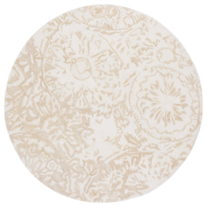 Safavieh Abstract Hand-Tufted 6Ft Round Beige Ivory Rug — Plush 1/2" Pile, Floral-Textured Wool Blend, Crafted In India ABT612B-6R