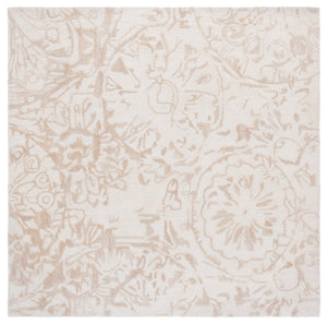 Safavieh Abstract Hand-Tufted 6Ft Round Beige Ivory Rug — Plush 1/2" Pile, Floral-Textured Wool Blend, Crafted In India ABT612B-6R