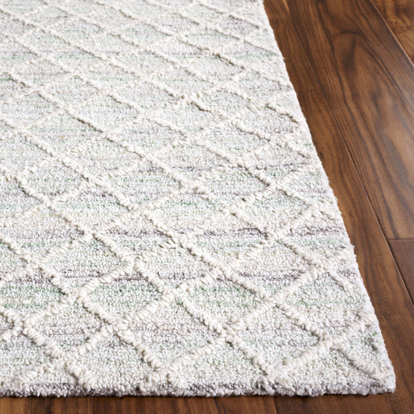 Safavieh Abstract Modern Hand-tufted Runner Rug - Elegant Lattice Design For Timeless Home Sophistication Green ,Ivory 27% Wool,27% Nylon,27% Pet,9% Viscose,10% Cotton Abt615y-5
