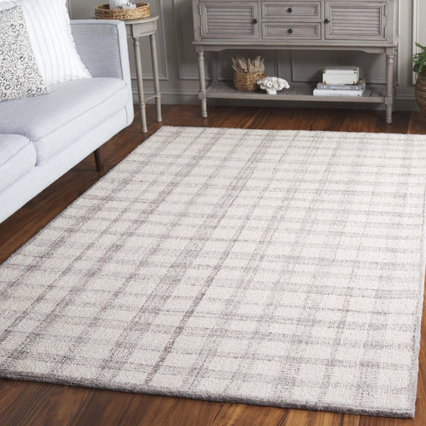 Safavieh Abtstract Hand Tufted Wool Plaid Area Rug Ivory Silver Soft Pile Living Room ABT648B-6