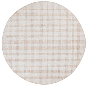 Safavieh Abstract Hand Tufted Wool Viscose Round Rug Plaid Ivory Gold for Modern Living ABT648D-6R
