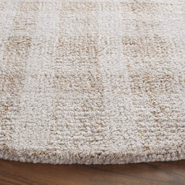 Safavieh Abstract Hand Tufted Wool Viscose Round Rug Plaid Ivory Gold for Modern Living ABT648D-6R