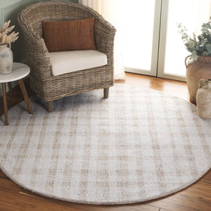 Safavieh Abstract Hand Tufted Wool Viscose Round Rug Plaid Ivory Gold for Modern Living ABT648D-6R