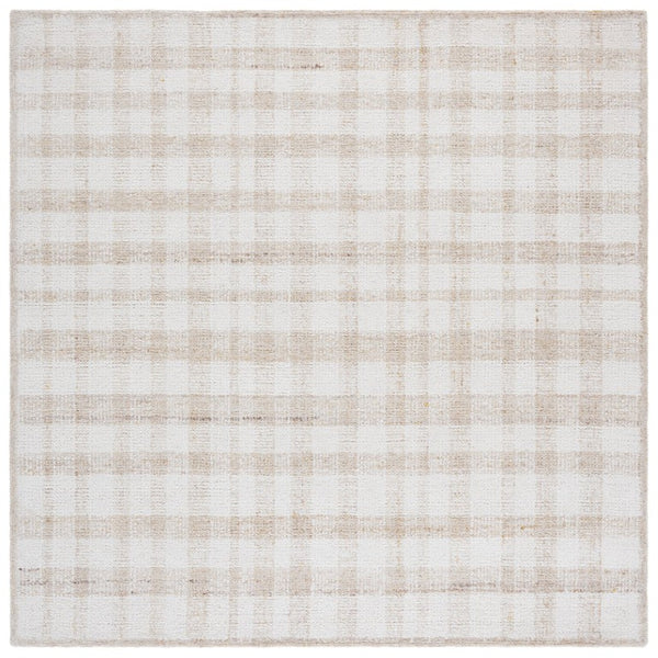 Safavieh Abstract Plaid Wool Blend Area Rug Hand Tufted Ivory Gold Sheen Living Room ABT648D-6SQ