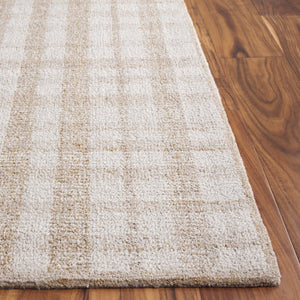 Safavieh Abstract Plaid Wool Blend Area Rug Hand Tufted Ivory Gold Sheen Living Room ABT648D-6SQ