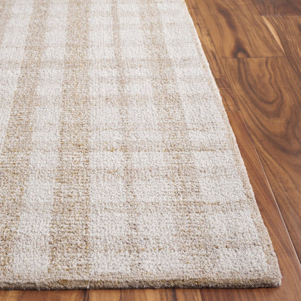 Safavieh Abstract Plaid Wool Blend Area Rug Hand Tufted Ivory Gold Sheen Living Room ABT648D-6SQ