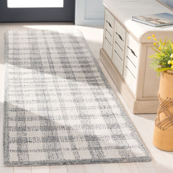 Safavieh Abstract Plaid Wool Viscose Hand Tufted Runner Rug for Hallway or Bedroom ABT648F-28