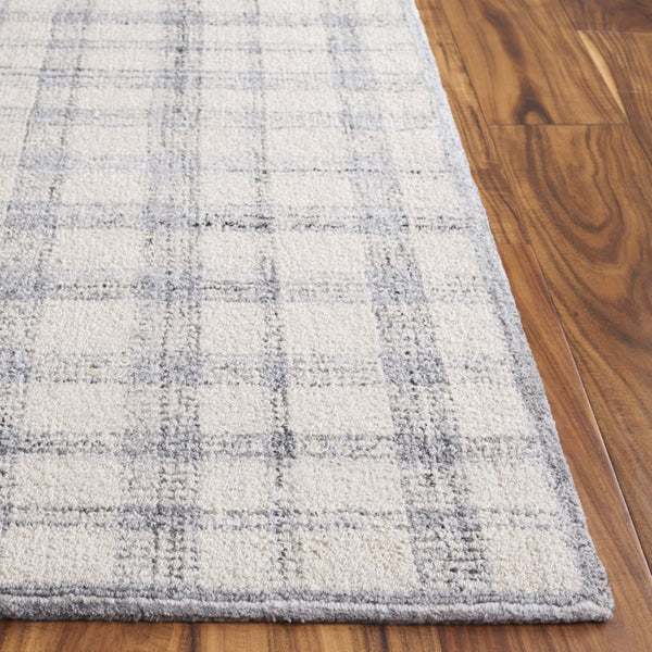 Safavieh Abstract Plaid Wool Viscose Area Rug Hand Tufted Ivory Grey for Bedroom or Nursery ABT648F-4