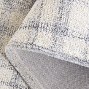 Safavieh Abstract Plaid Hand Tufted Wool Rug Ivory Grey Soft Pile Contemporary Living Room ABT648F-5