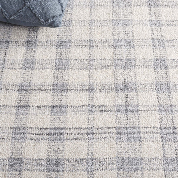 Safavieh Abstract Plaid Hand Tufted Wool Rug Ivory Grey Soft Pile Contemporary Living Room ABT648F-5