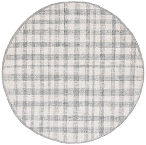 Safavieh Abstract Hand Tufted Wool Blend Round Rug Ivory Grey Plaid for Living Rooms ABT648F-6R