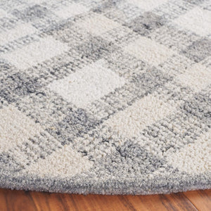 Safavieh Abstract Hand Tufted Wool Blend Round Rug Ivory Grey Plaid for Living Rooms ABT648F-6R