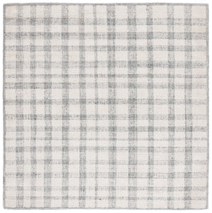 Safavieh Abstract Hand Tufted Wool Blend Plaid Area Rug Soft Ivory Grey for Living Rooms ABT648F-6SQ