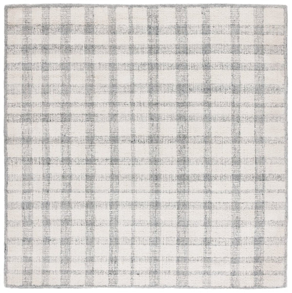 Safavieh Abstract Hand Tufted Wool Blend Plaid Area Rug Soft Ivory Grey for Living Rooms ABT648F-6SQ
