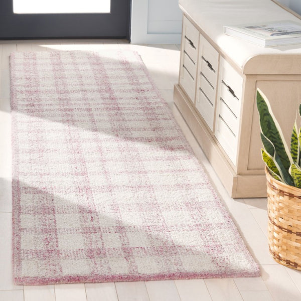 Safavieh Abstract Hand Tufted Wool Runner Rug Soft Plaid Pattern for Hallways and Entryways ABT648U-28