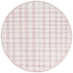 Safavieh Abstract Hand Tufted Wool Blend Round Rug Ivory Blush Plaid Bohemian Living Room ABT648U-6R