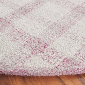 Safavieh Abstract Hand Tufted Wool Blend Round Rug Ivory Blush Plaid Bohemian Living Room ABT648U-6R