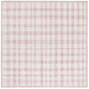 Safavieh Abstract Hand Tufted Wool Viscose Plaid Rug Soft Ivory Pink Blush Bedroom Accent ABT648U-6SQ