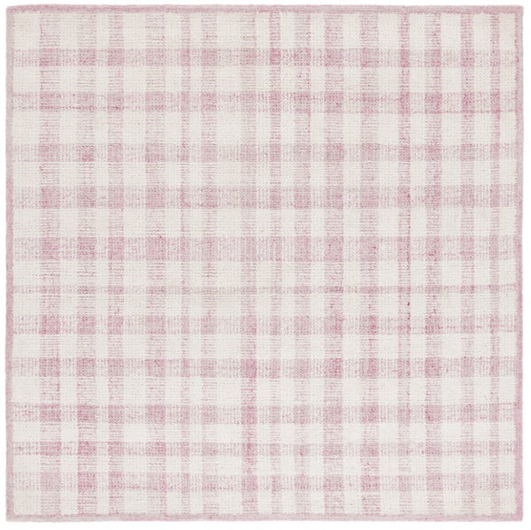 Safavieh Abstract Hand Tufted Wool Viscose Plaid Rug Soft Ivory Pink Blush Bedroom Accent ABT648U-6SQ