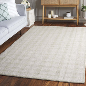 Safavieh Abstract Hand Tufted Wool Plaid Area Rug Ivory Sage Soft Low Pile Living Room ABT648W-5