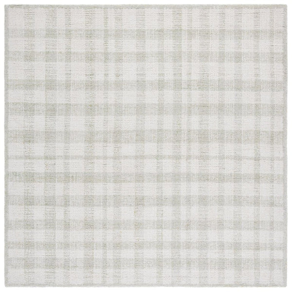 Safavieh Abstract Hand Tufted Wool Blend Plaid Area Rug in Ivory Sage for Living Rooms ABT648W-6SQ