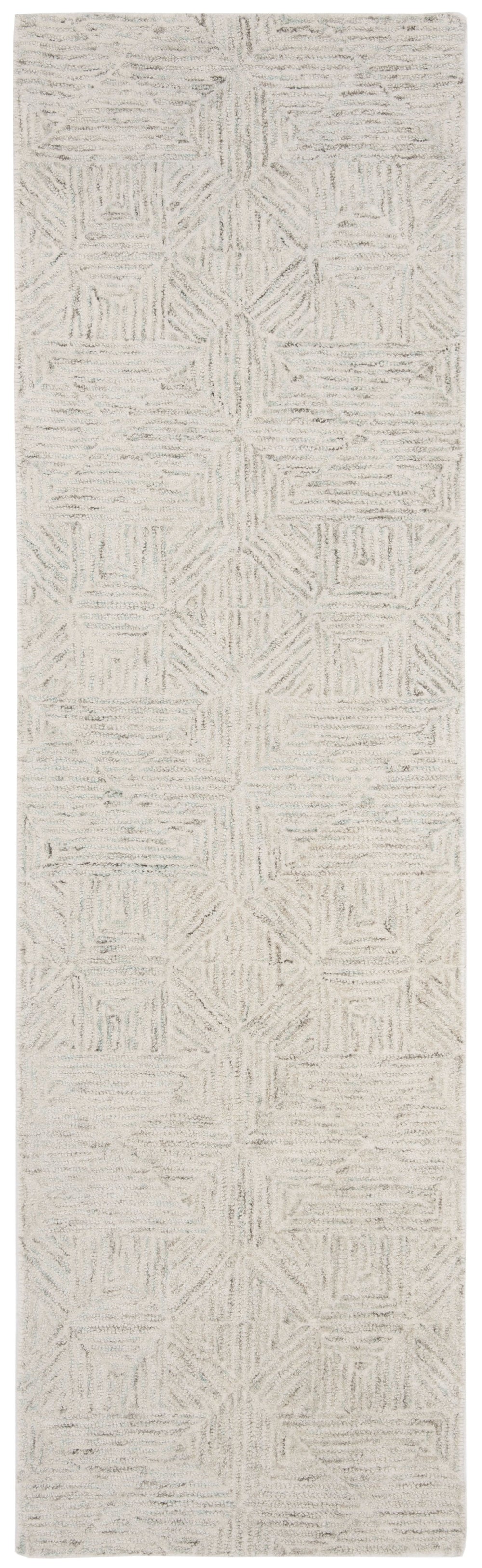 Safavieh Abstract Hand-Tufted Ivory & Light Blue Geometric Rug 6X8, 80% Wool Plush 1/2" Pile — Durable Stylish Accent ABT763J-68