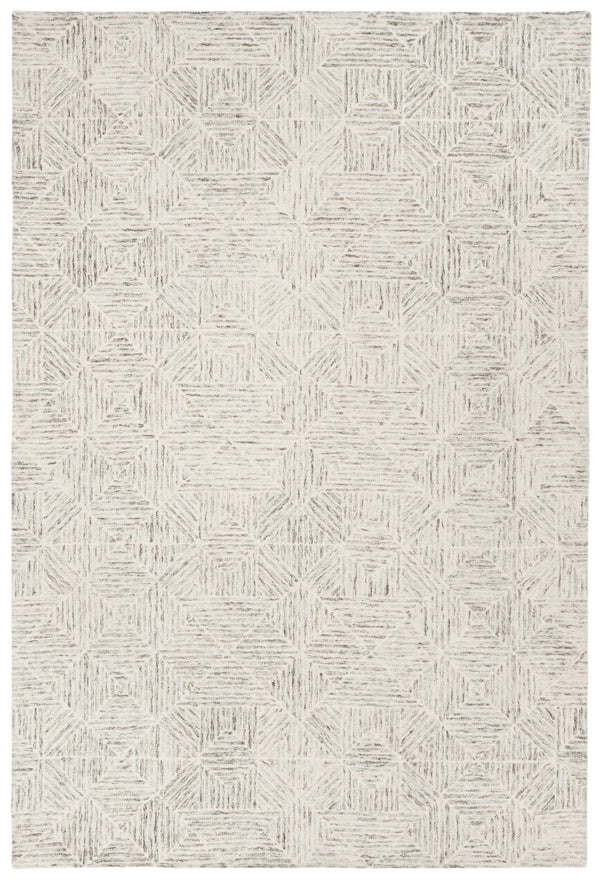 Safavieh Abstract Hand-Tufted Ivory & Light Blue Geometric Rug 6X8, 80% Wool Plush 1/2" Pile — Durable Stylish Accent ABT763J-68