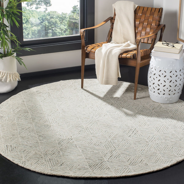 Safavieh Abstract Hand-Tufted Ivory & Light Blue Geometric Rug 6X8, 80% Wool Plush 1/2" Pile — Durable Stylish Accent ABT763J-68
