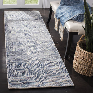 Safavieh Abstract Hand-Tufted 6X8 Blue Ivory Rug - Wool-Cotton Blend, Low-Profile 1/2" Pile, Contemporary Elegance ABT763M-68
