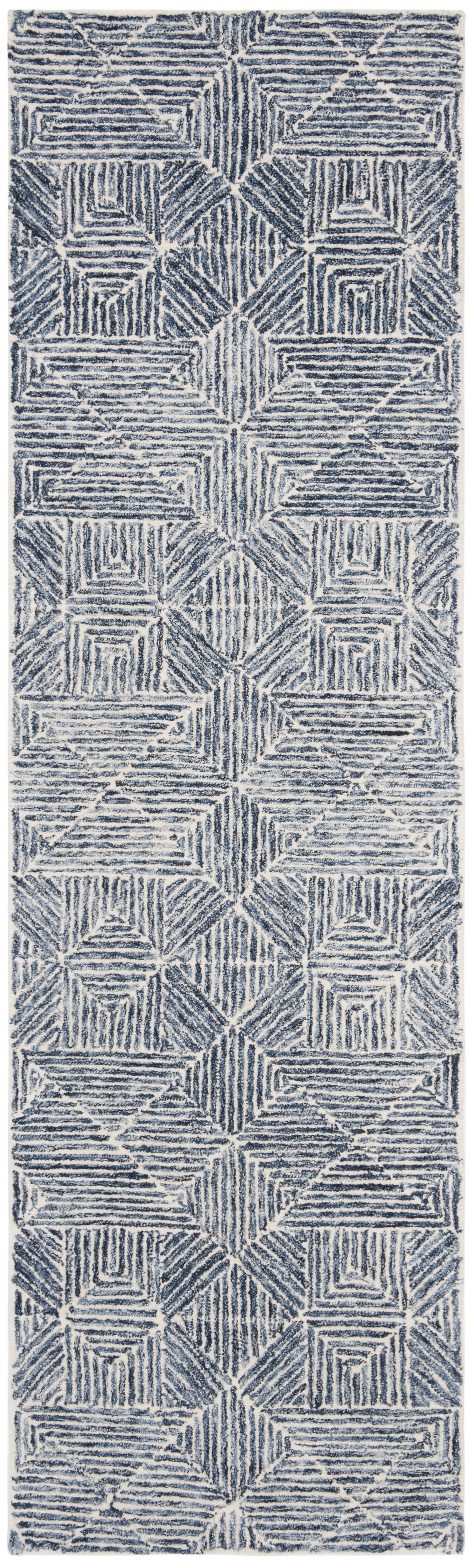 Safavieh Abstract Hand-Tufted 6X8 Blue Ivory Rug - Wool-Cotton Blend, Low-Profile 1/2" Pile, Contemporary Elegance ABT763M-68