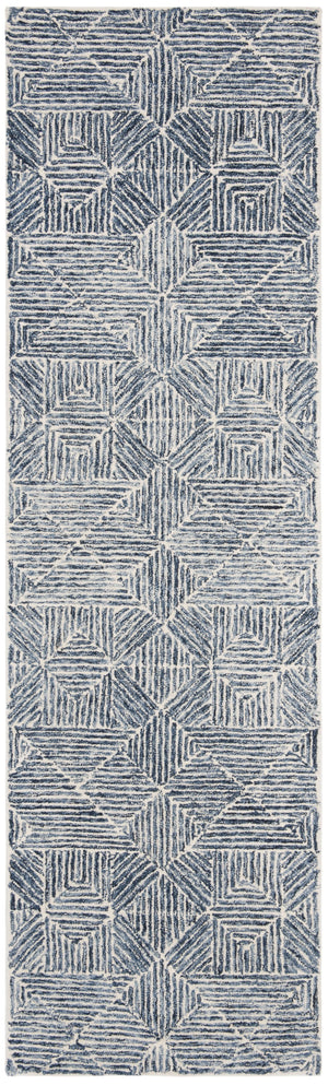 Safavieh Abstract Hand-Tufted 6X8 Blue Ivory Rug - Wool-Cotton Blend, Low-Profile 1/2" Pile, Contemporary Elegance ABT763M-68