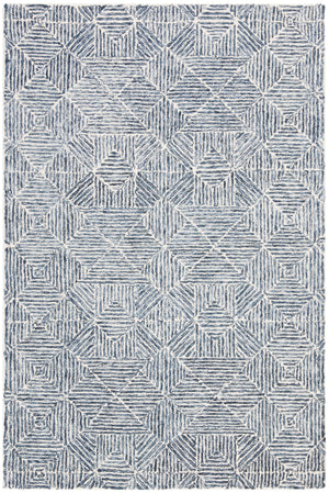 Safavieh Abstract Hand-Tufted 6X8 Blue Ivory Rug - Wool-Cotton Blend, Low-Profile 1/2" Pile, Contemporary Elegance ABT763M-68