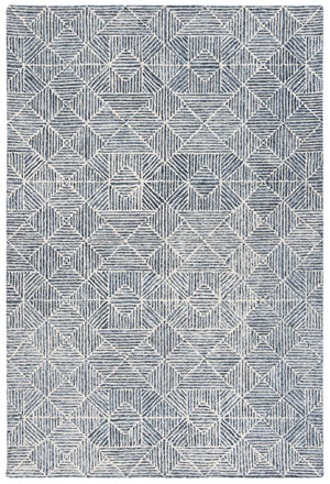 Safavieh Abstract Hand-Tufted 6X8 Blue Ivory Rug - Wool-Cotton Blend, Low-Profile 1/2" Pile, Contemporary Elegance ABT763M-68