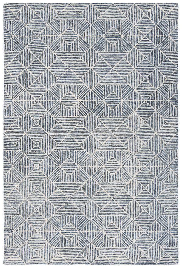 Safavieh Abstract Hand-Tufted 6X8 Blue Ivory Rug - Wool-Cotton Blend, Low-Profile 1/2" Pile, Contemporary Elegance ABT763M-68