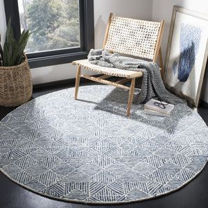Safavieh Abstract Hand-Tufted 6X8 Blue Ivory Rug - Wool-Cotton Blend, Low-Profile 1/2" Pile, Contemporary Elegance ABT763M-68