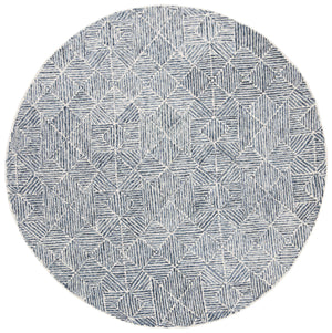Safavieh Abstract Hand-Tufted 6X8 Blue Ivory Rug - Wool-Cotton Blend, Low-Profile 1/2" Pile, Contemporary Elegance ABT763M-68