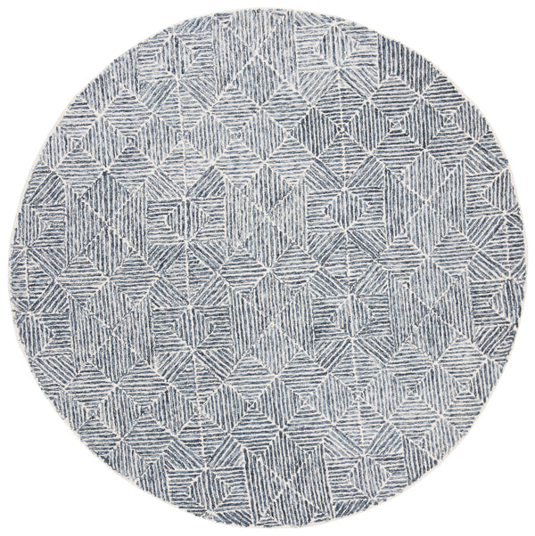 Safavieh Abstract Hand-Tufted 6X8 Blue Ivory Rug - Wool-Cotton Blend, Low-Profile 1/2" Pile, Contemporary Elegance ABT763M-68