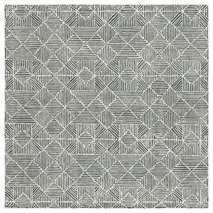 Safavieh Abstract Modern Blue Ivory Geometric Runner Rug 2'-3" X 14' - Luxurious, Durable, Non-slip Design Dark Green ,Ivory 80% Wool,20% Cotton Abt763w-214