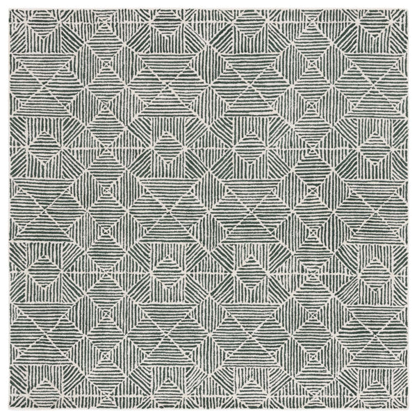 Safavieh Abstract Modern Blue Ivory Geometric Runner Rug 2'-3" X 14' - Luxurious, Durable, Non-slip Design Dark Green ,Ivory 80% Wool,20% Cotton Abt763w-214