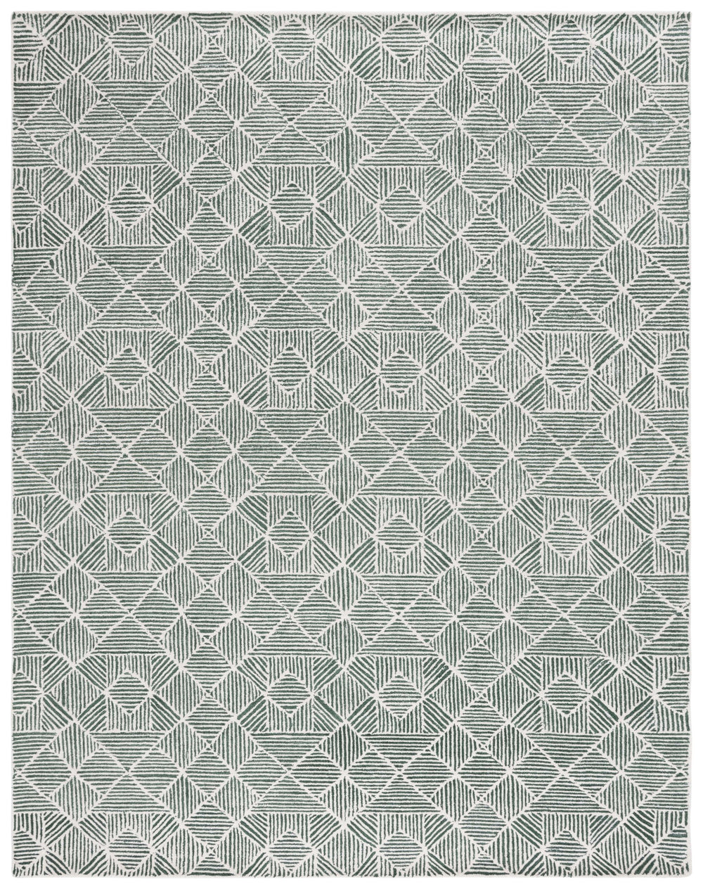 Safavieh Abstract Modern Blue Ivory Geometric Runner Rug 2'-3" X 14' - Luxurious, Durable, Non-slip Design Dark Green ,Ivory 80% Wool,20% Cotton Abt763w-214