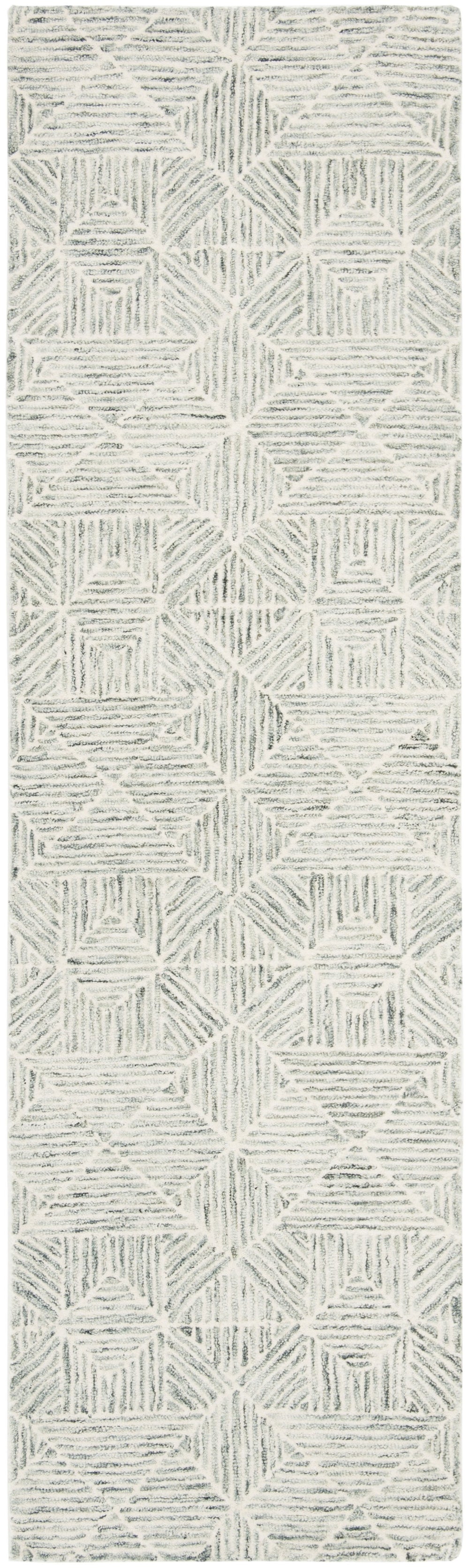 Safavieh Abstract Hand-Tufted 6X8 Wool Rug In Green Ivory — Modern Geometric Abstract, Plush 1/2" Pile Durability ABT763Y-68