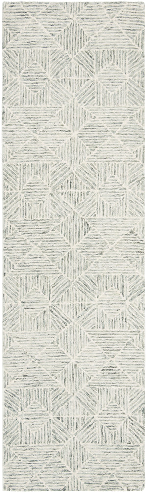 Safavieh Abstract Hand-Tufted 6X8 Wool Rug In Green Ivory — Modern Geometric Abstract, Plush 1/2" Pile Durability ABT763Y-68