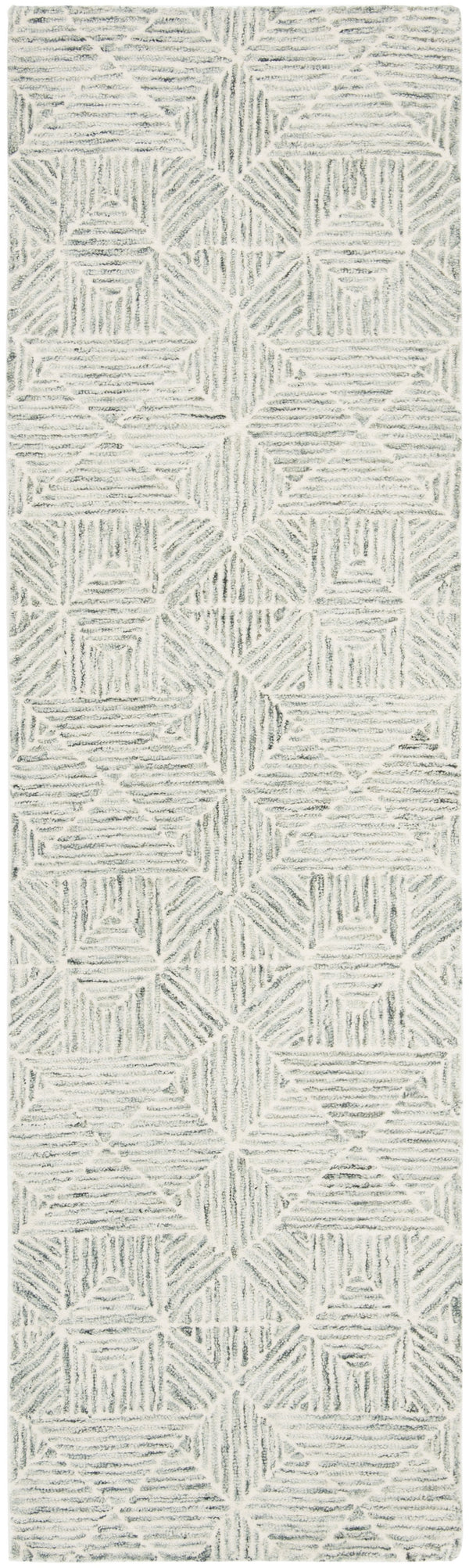 Safavieh Abstract Hand-Tufted 6X8 Wool Rug In Green Ivory — Modern Geometric Abstract, Plush 1/2" Pile Durability ABT763Y-68
